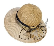 Women Kentucky Organza Derby Hat - Bridal Wedding Church Tea Party Medium Khaki
