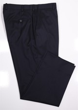 Brooks Brothers Regent Solid Navy Blue Flat Front Wool Dress Pants 35x29