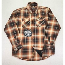DIXXON NWTs Men's Medium BARREL Flannel Shirt Pearl Snap Long Sleeve