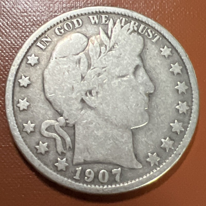 1907 Barber Silver Half Dollar.