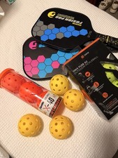Pickleball! Assortment Of Outdoor Balls + 2 Paddles