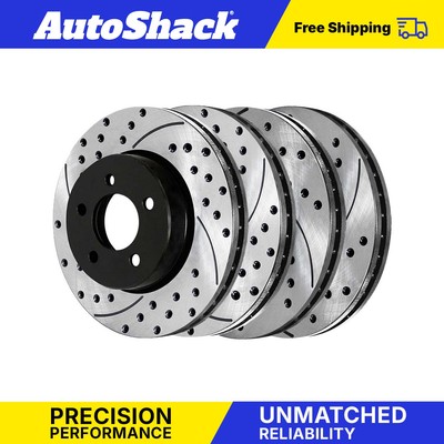 Front & Rear Drilled Slotted Brake Rotors Black Set of 4 for 2016 Nissan Maxima