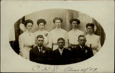 RPPC Coral Michigan CHS Class of 1909 to HATFIELD Butternut MI real photo PC
