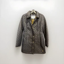 Joules Black & Yellow Graphic Quilted Womans Coat Size 6