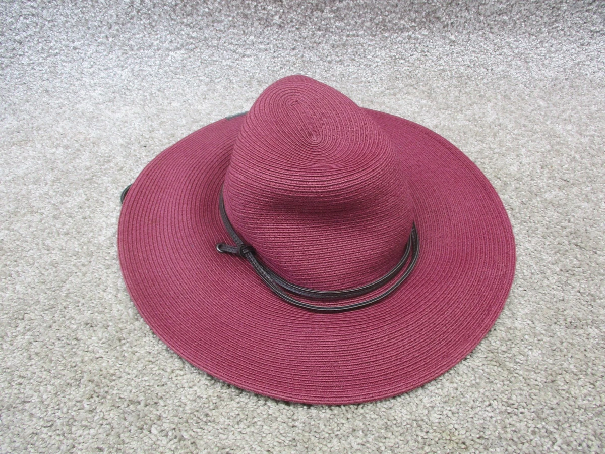 Lack of Color Straw Sun Hat Womens S Burgundy Wide Brim UPF50+ Beach Resort Boho Lack of Color Women main image 3
