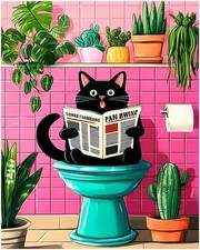 Black Cat Paint by Numbers Kit for Adults, Plants Adult Paint by Number Kits on