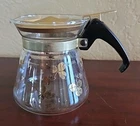 Vintage Glass Pyrex Gold clover mini single serve Coffee/ Tea Syrup Carafe