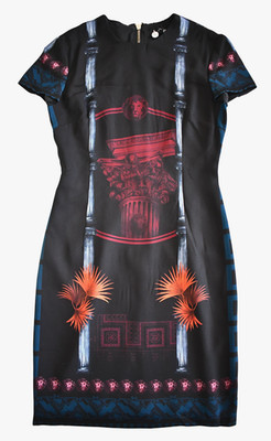 NEW VERSUS VERSACE Baroque & Lion Head Printed Sheath Dress IT-40 US 2/4 XS