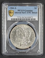 1901 S Morgan Silver Dollar PCGS UNC Detail Altered Surface