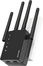 WiFi Extender Signal Booster Dual Band 2.4/5GHz   1200Mbps   WPS   Black