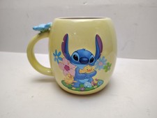 Disney Store Original Lilo Stitch 3D Mug Yellow Duck And Flowers Very Rare CLEAN