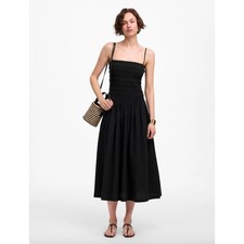 Madewell Smocked Maxi Dress Black A Line Minimalist Cotton Classic Small NWT