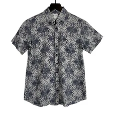 Kirrin Finch Androgynous Button Down Shirt Gray Blue Womens - 8