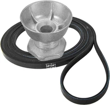 341241 Dryer Belt & 8066184 Motor Pulley - Compatible for Whirlpool, Kenmore Dry