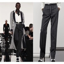 Ralph Lauren Collection Purple Label Pinstripe Wool Pant 4 Straight Leg Runway