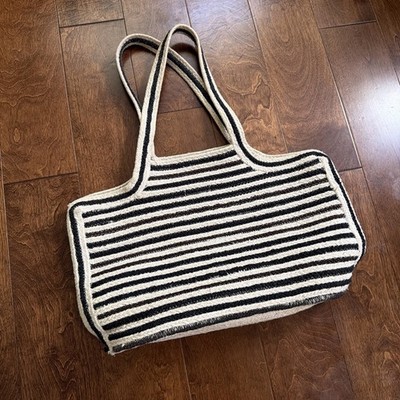 Lovestitch Boho Heavy Woven RopeTote Bag Anthropologie Style Stripes