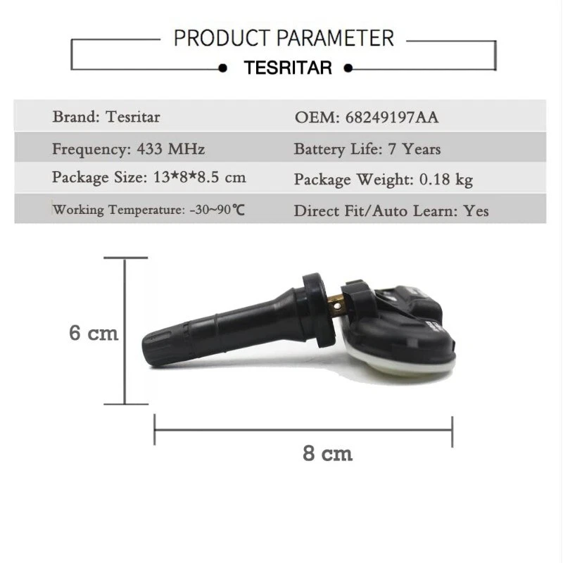 4Pcs Genuine 68249197AA Tire Pressure Sensor TPMS For Dodge Ram 1500 2500 3500 - Imagem 2 de 4