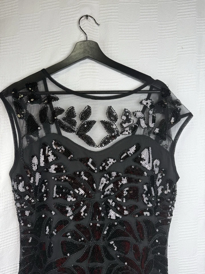 Vestido negro gótico de graduación Adam’s Family lentejuelas capricho hadas gótico grunge Foto 4 de 4