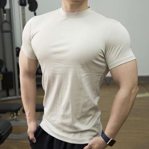 Hombres Mangas Cortas Camiseta Atlética Cuello de Tortuga Prenda para el torso Calce Ajustado Camiseta Interior Ropa Informal - Imagen 14 de 38