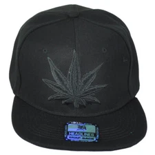 Headlines Marijuana Weed Leaf Cannabis Flat Bill Adjustable Adults Men Hat Cap