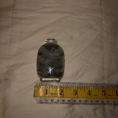 Bottiglia da fiuto asiatica dipinta al rovescio vintage?    Firmato.  Senza coperchio - Foto 6 di 15