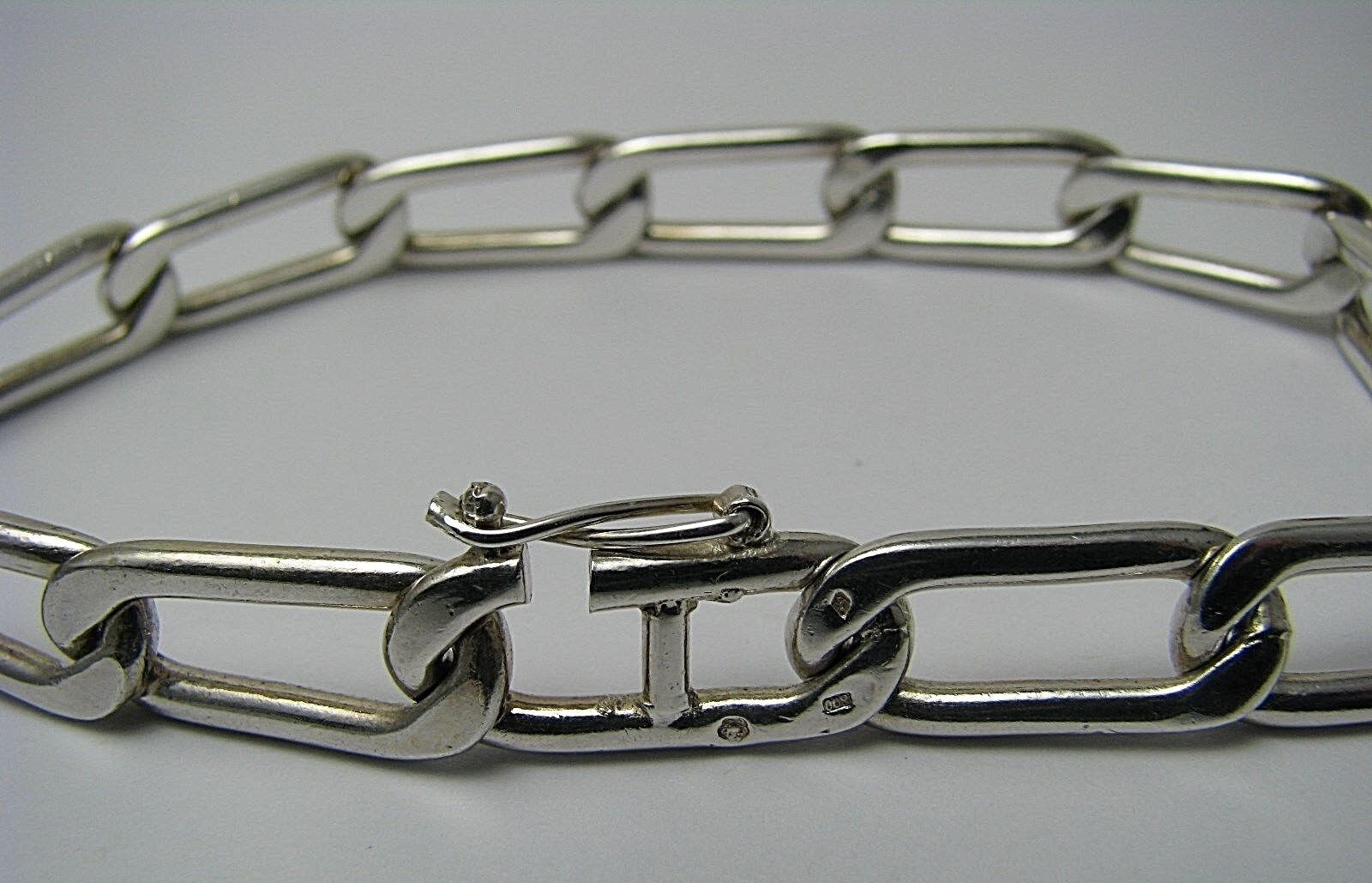 SOLID SILVER CHAIN BRACELET OVAL LINK CHAIN BRACE… - image 3