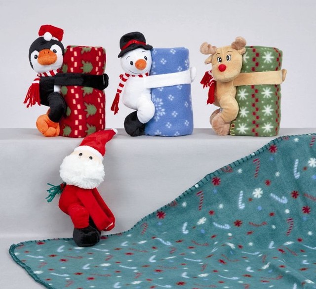 Christmas Children's Fleece Blanket & christmas Toy Santa Snowman