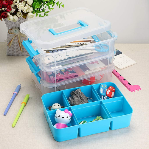 3 Layer Stack & Carry Box, Plastic Multipurpose Portable Storage Container Box H - Picture 5 of 12