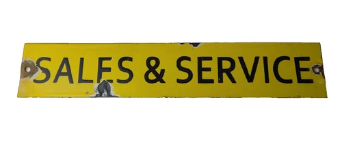 Vintage Sales & Service Porcelain Sign - Double Sided Mid Century Gas Pump Sign