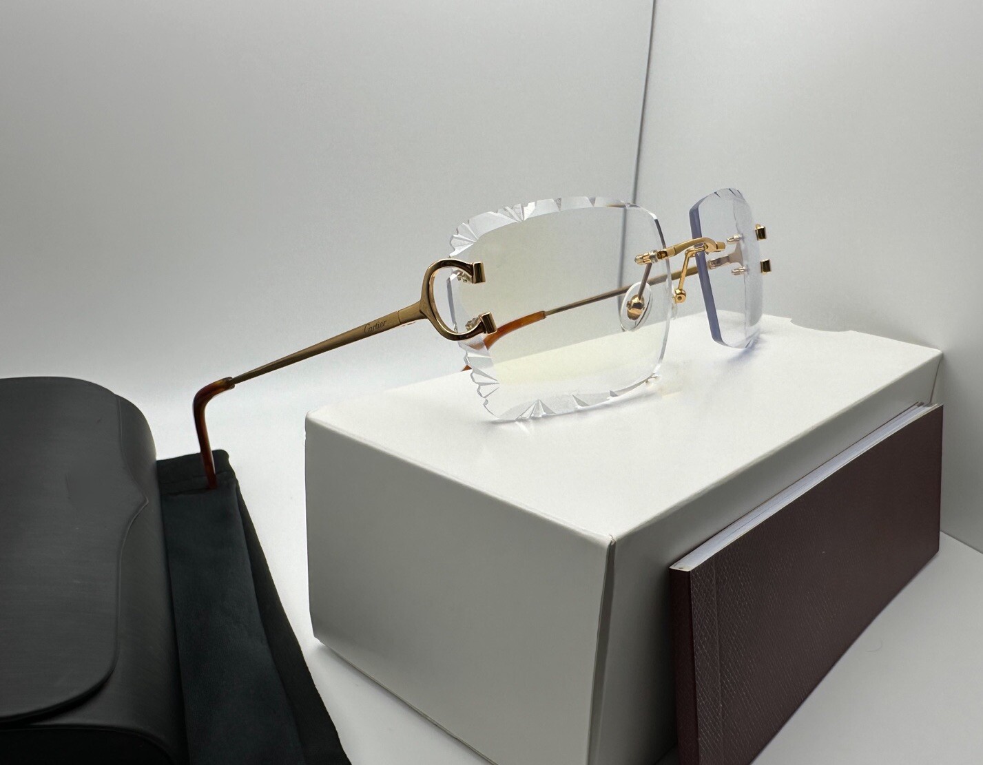 Firma Big C Oro/Diamante Transparente Corte Alambres Cuerno de Búfalo Buffalo Buffs Gafas