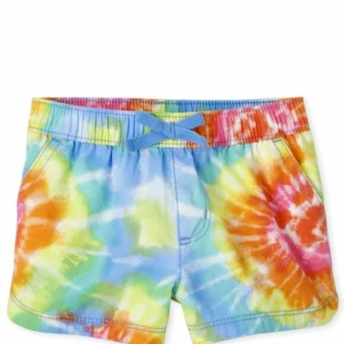 NWt TWINS 4t 4 tie dye rainbow twill shorts childrens place pride sisters match - Picture 2 of 8
