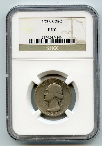 1932-S 25C Washington Quarter NGC F12 - GC281