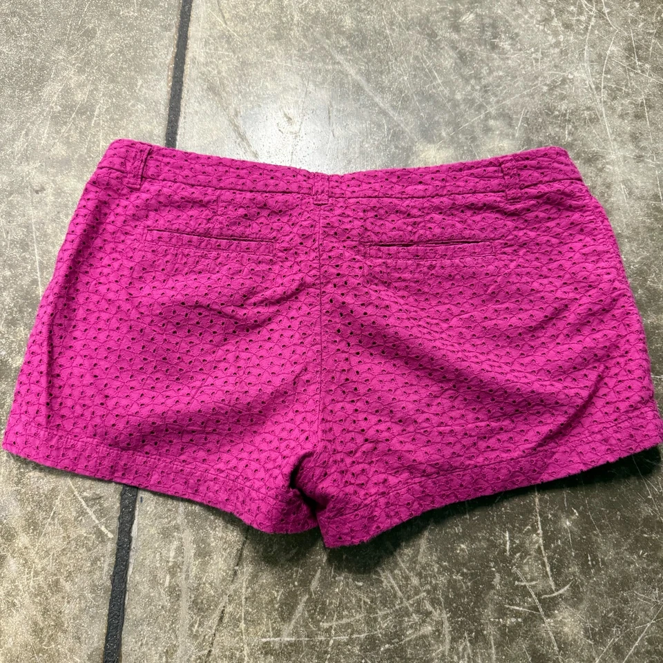 Pantalones Cortos Merona Magenta Para Mujer 8 Rosa Fucsia Sólido Ojales Encaje Exterior Preppy Foto 2 de 4