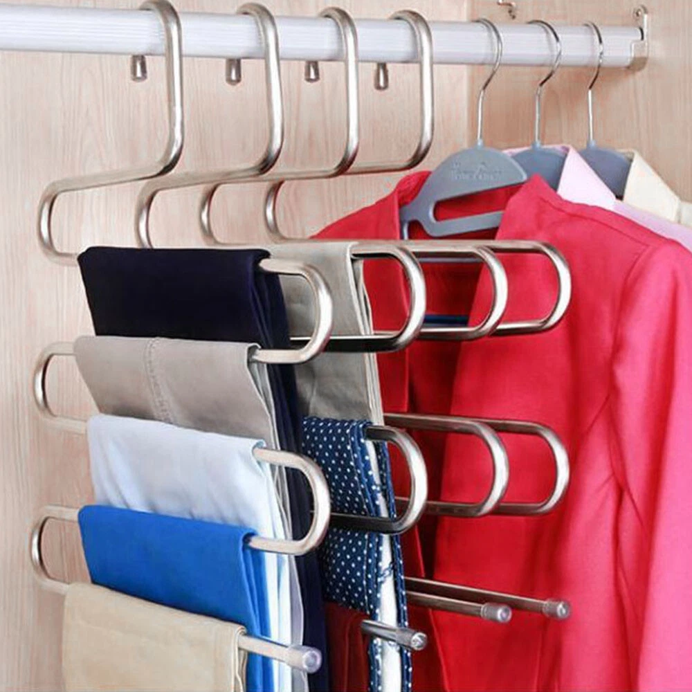 Clothes Pants Trouser Hanger Multi Layer Storage Rack Closet Space