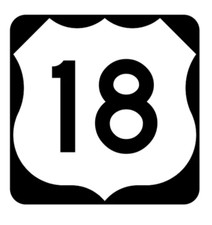 12" us route 18 highway sign road bumper sticker decal usa made