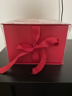 Hallmark 7'' Gift Box with Fill (Solid Red) for Christmas, Birthdays, Etc, Red