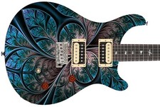 Guitar Skin Axe Wrap Re-skin Blue Green Lavender Leaf 1 Time Trapped 1174