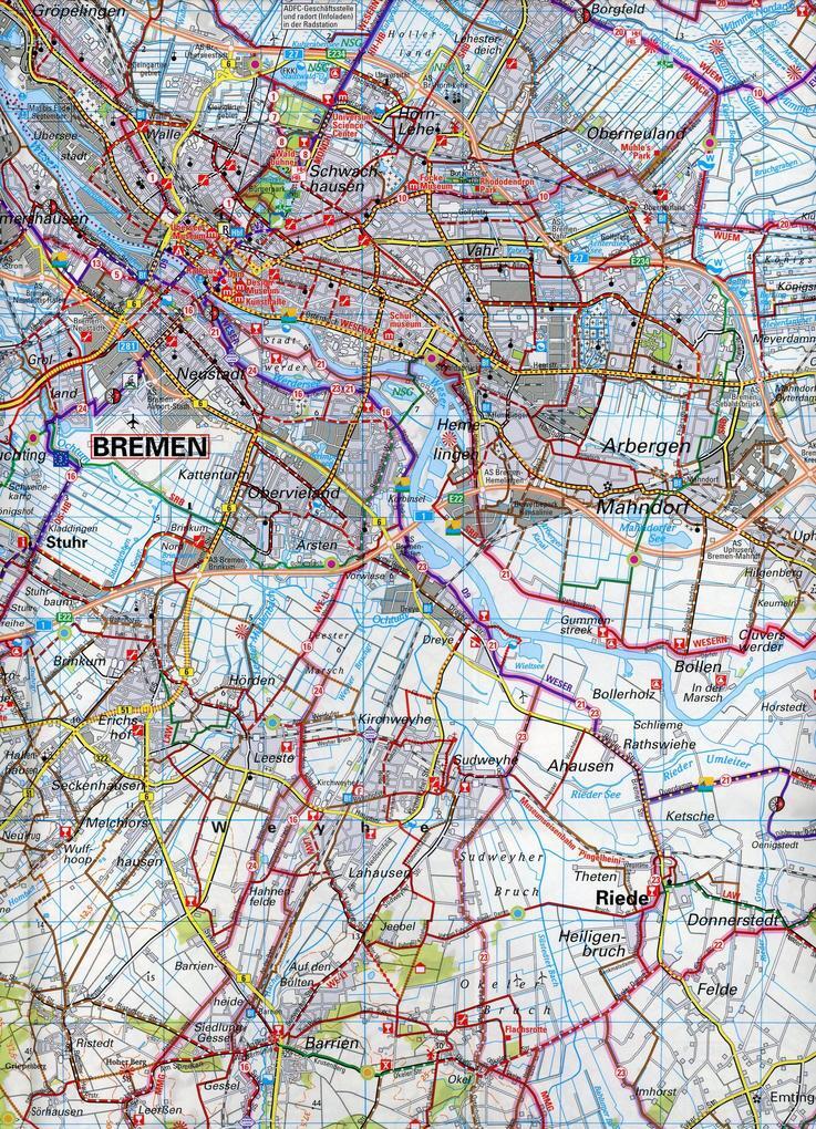 Thumbnail - Adfc-regionalkarte Bremen Und Umgebung, 1:75.000, Mit