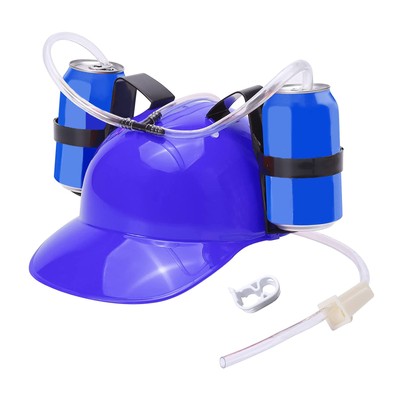 Lazy Drinker Drinking Helmet Beer Can Hat With Straw For Beer Soda Cola Holder 
