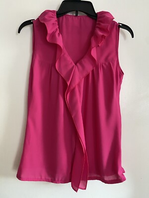 Custommade Hot Pink Ruffles Neck Women Top Size s