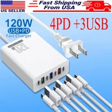 120W 6-Port USB C Fast Wall Charger Block Charging Station for Multiple Devices