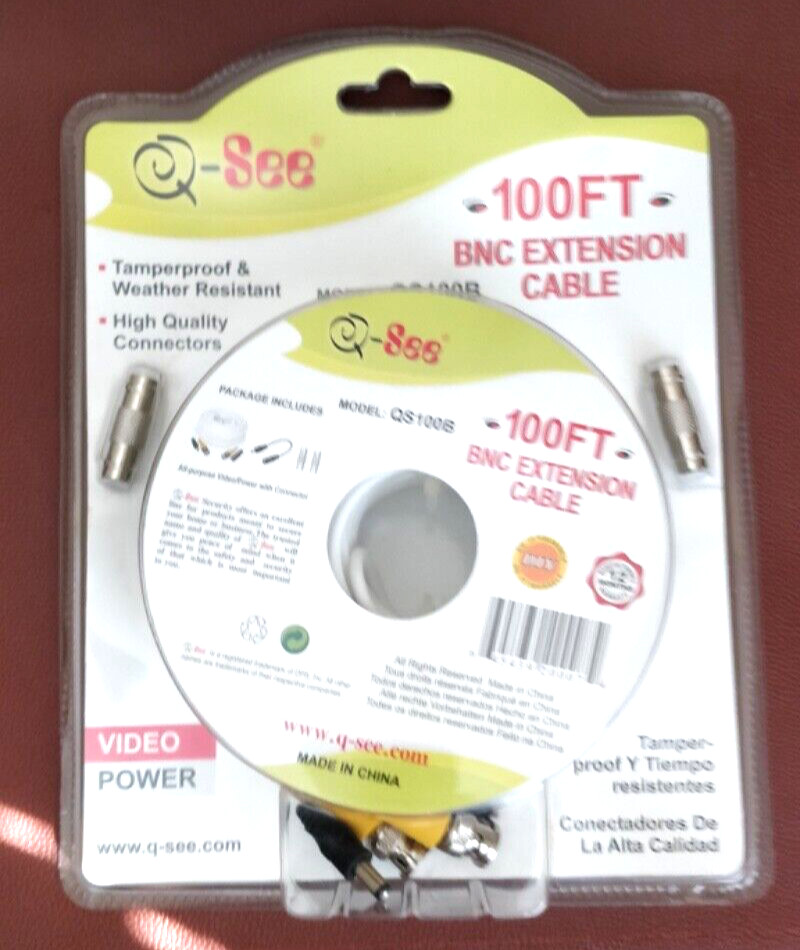 Q-SEE QS100B 100 FT BNC EXTENSION CABLE SEALED NEW