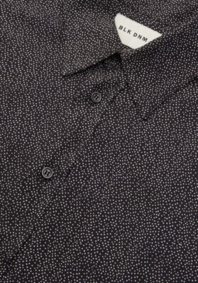 BLK DNM Shirt Mens Size 48 Black Mini Dot Casual Modern 70s Collar $230