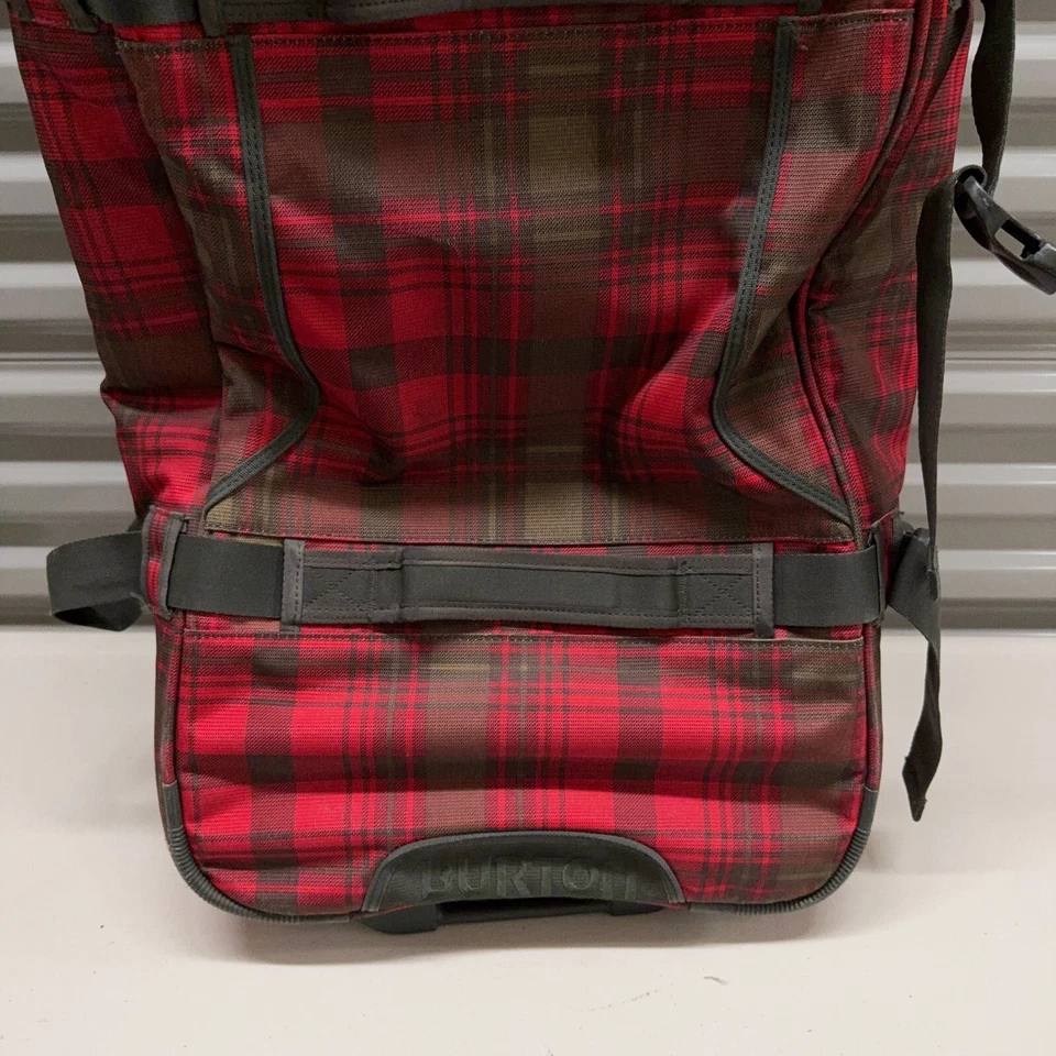 Maleta Equipaje Burton Roller Roja a Cuadros Viaje Exterior Multi Bolsillo Resistente Foto 3 de 4