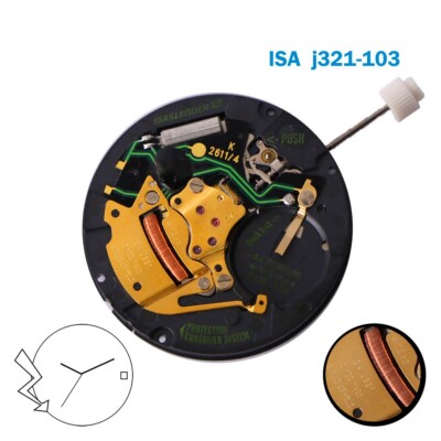 ISA J321/103 SWISS  Made Quartz Movement, 3 Hands, White Date Disc at 3.