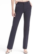 Banana Republic Women Navy Logan Pants Sz 2 Trouser Fit Bi Stretch Cotton Blend