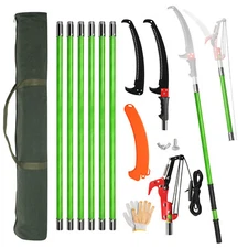 26FT Manual Pole Saw Tree Trimmers Long Handle Pruner Set with portable bag