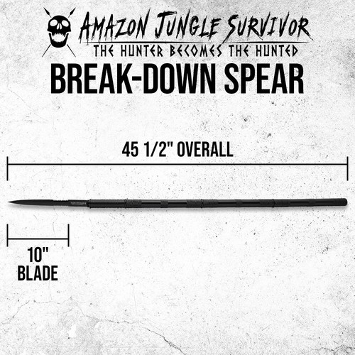 Amazon Jungle Survivor Break-Down Spear and Carrying Case | Black Oxide Finish - Picture 2 of 8