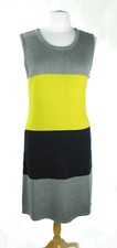 Calvin Klein Knit Yellow/Black/Gray Sweater Dress Size Large Perfect Condition