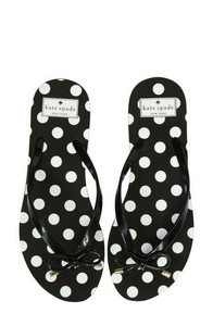 black and white polka dot flip flops